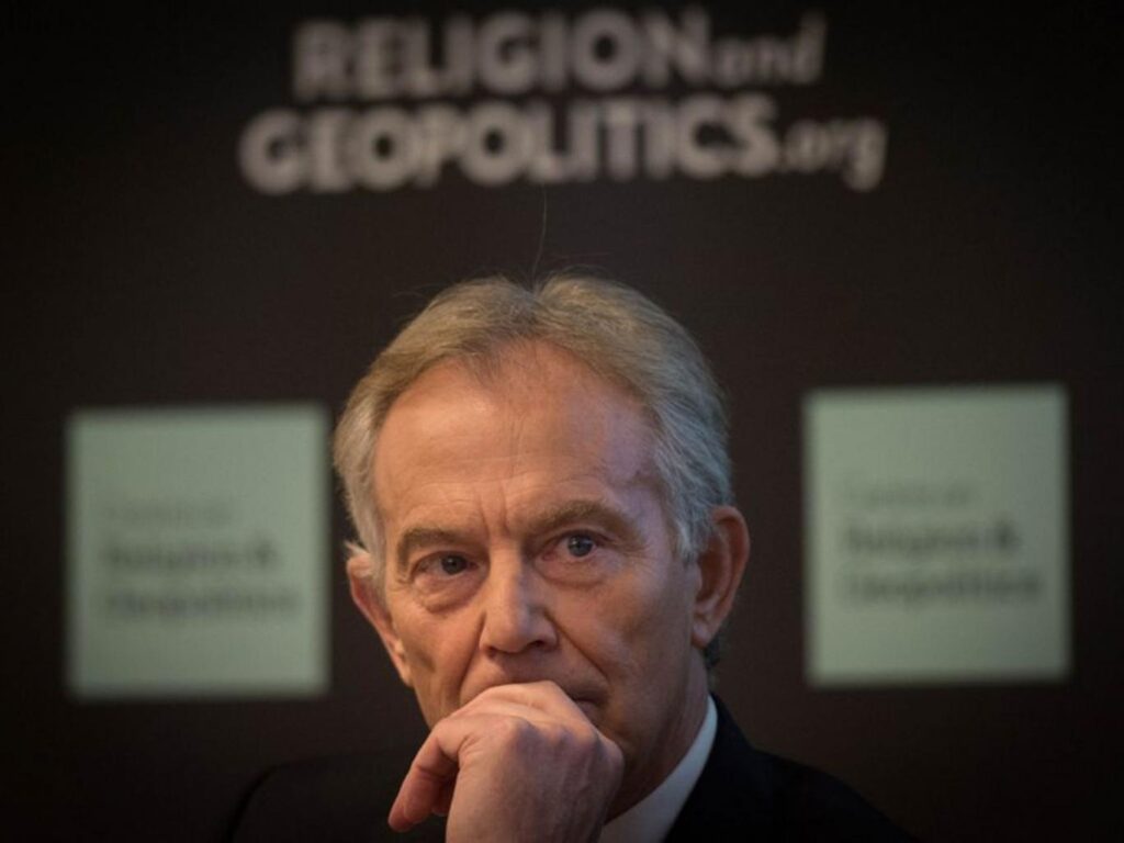 Former prime minister Tony Blair takes part in a discussion on Britain in the World in central london, where he admitted the West "underestimated" the problems in Iraq after the toppling of Saddam Hussein as he called for British ground troops to return to the region to take on Isis [Image: PA ].