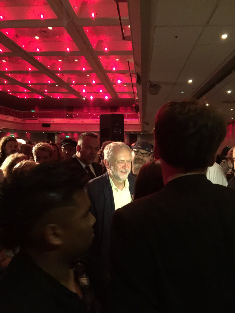 Jeremy Corbyn exits a hall in Brighton after addressing thousands of supporters on August 2. He also had to talk to hundreds - if not thousands - more people outside the meeting because the venue could not contain everybody who wanted to attend.