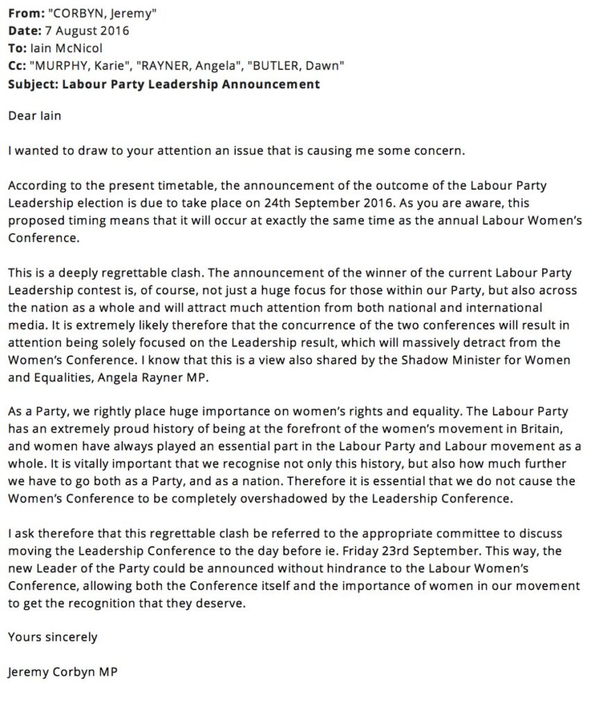 160808 Corbyn letter leadership announcement