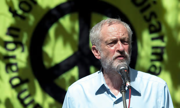 Jeremy Corbyn speaks at a Campaign for Nuclear Disarmament (CND) event in central London, August 2015 [Image: Will Oliver/EPA]. 