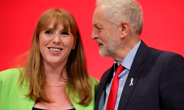 Shadow Education Secretary Angela Rayner is congratulated by Labour leader Jeremy Corbyn after her speech at the party conference [Image: Christopher Furlong/Getty Images].