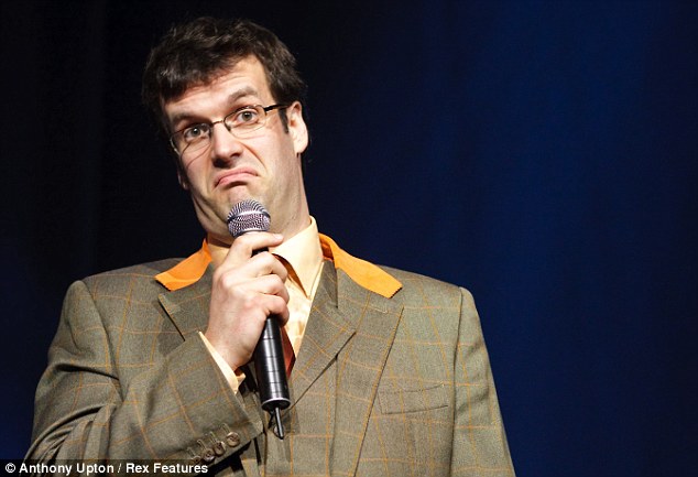 This is the first pic I could find of Marcus Brigstocke, as he might have looked while delivering the piece quoted below. He's a known beardie so he probably had face-fuzz as well.