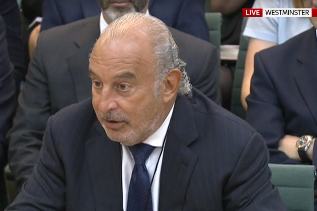 Sir Philip Green giving evidence to MPs [Image: Sky News].