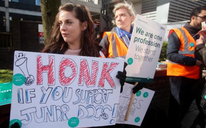 Junior doctors are due to embark on three weeks of five day strikes, starting on October 5 [Image: Daily Telegraph].