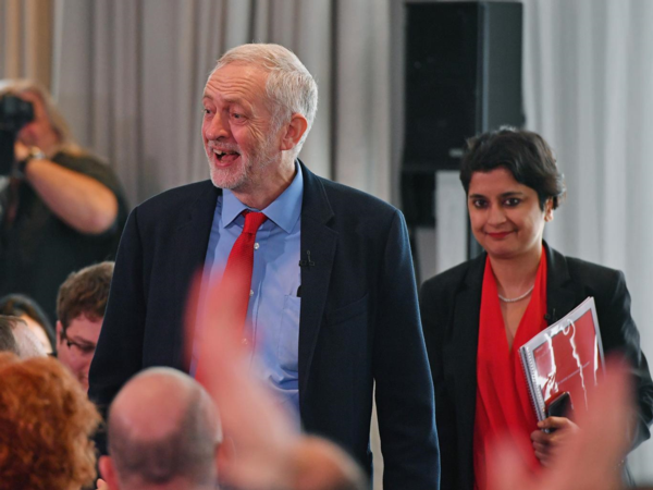 Jeremy Corbyn and Shami Chakrabarti, who published the Labour anti-Semitism report [Image: Getty].
