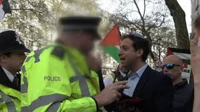 Why did Gideon Falter bring this high-level security guard to a pro-Palestine march?