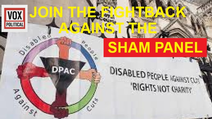 A protest banner reading “Disabled People Against Cuts” held by activists.