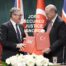 Keir Starmer shaking hands with Turkish President Erdoğan at the signing of the £8bn Typhoon jet deal.